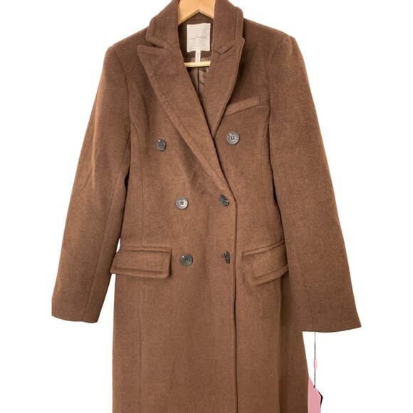 Avec Les Filles Double Breasted Brown Midi Trench Coat S Wool Blend RU10376 NWT - Picture 11 of 12